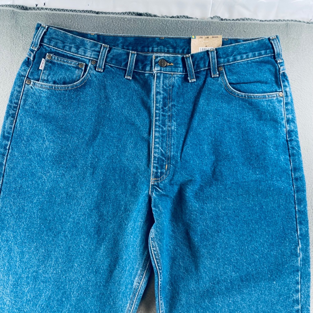 Carhartt Men Jeans 100% Cotton 44x32 Relaxed Tapered B17-DST Workwear Blue - Picture 12 of 12